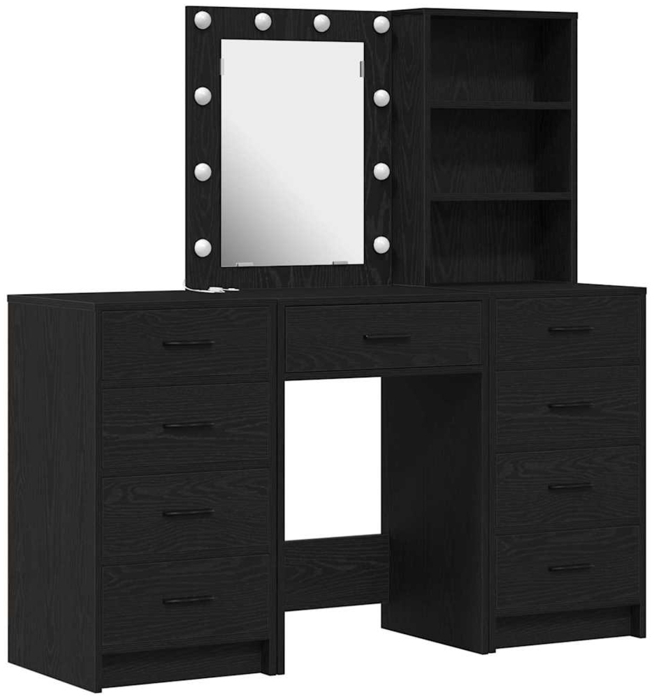 vidaXL Schminktisch 3 pcs Schwarz 40 x 41 x 135 cm Holzwerkstoff 3334219 Bild 1