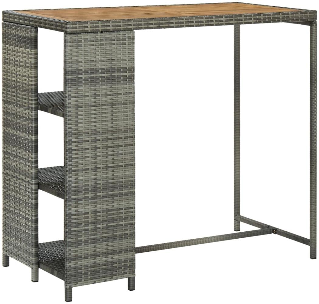 vidaXL Bartisch mit Regal Grau 120x60x110 cm Poly Rattan [313479] Bild 1