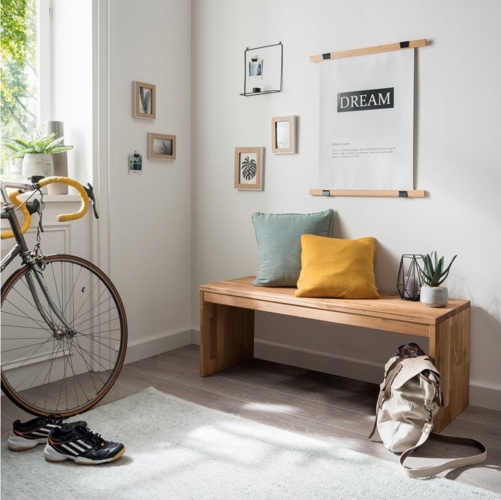 Garderobenbank Sitzbank KIRSA 120 cm Wildeiche massiv Bild 1