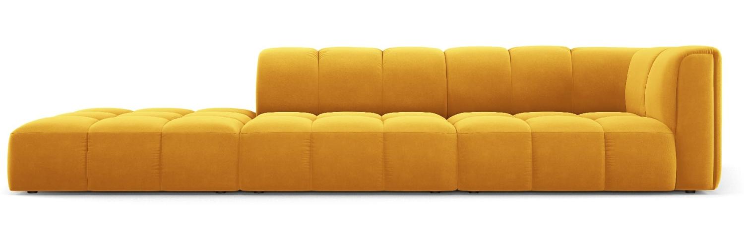 Micadoni Modulares Sofa Serena 4-Sitzer offene Seite Links Samtstoff Gelb Bild 1