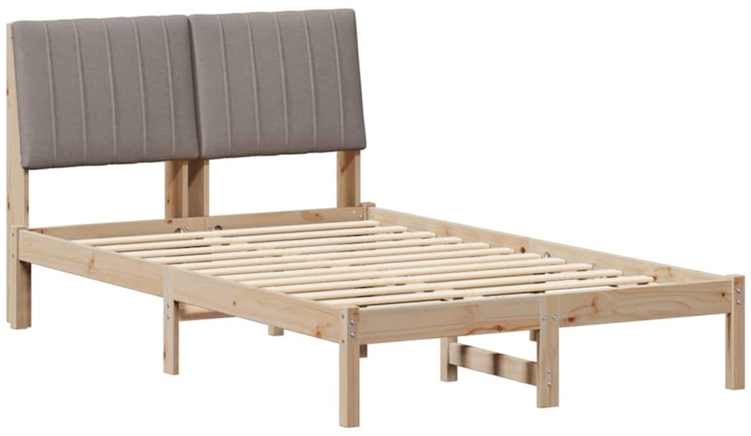 vidaXL Bettrahmen mit Kopfteil Braun 120 x 190 cm Massives Kiefernholz 878907 Bild 1