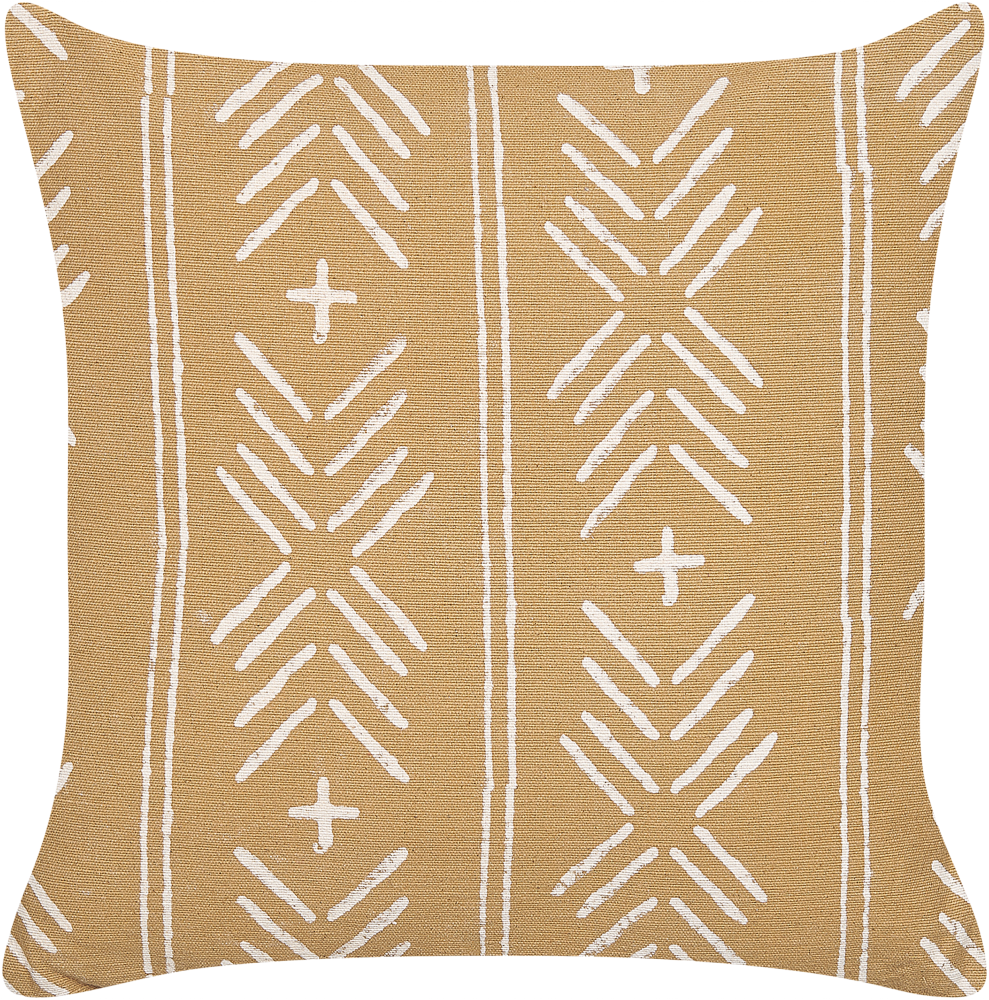 Dekokissen BANYAN Baumwolle 45 x 45 cm Geometrisches Muster Blockdruck Sandbeige Bild 1