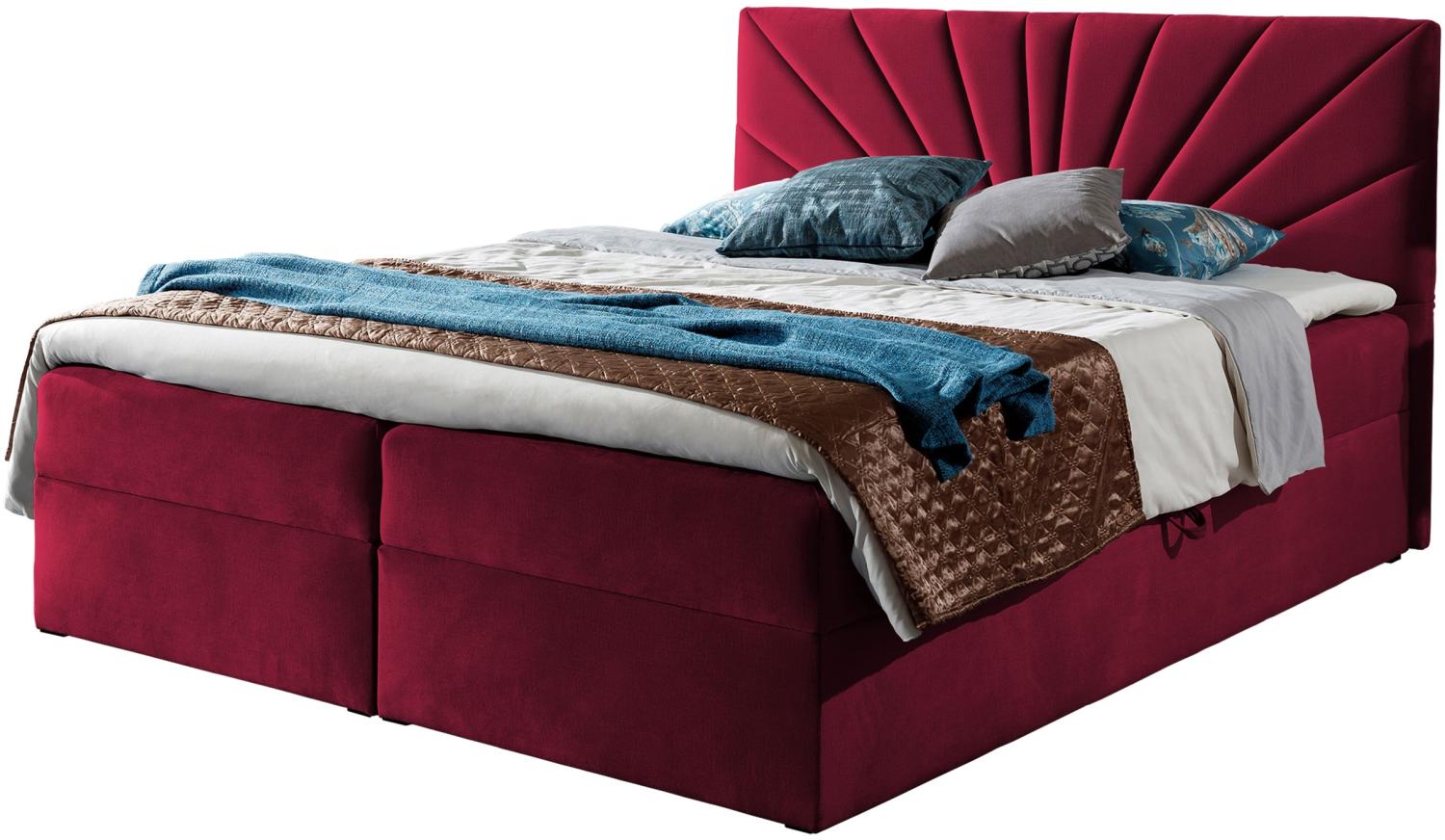 Boxspringbett Trifoli IV, Rot, 140 x 200 cm Bild 1