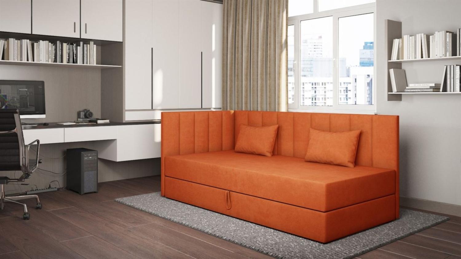 Sofa Polsterliege Kindersofa THELMA Seite Universal in Stoff Opera Velvet Orange Bild 1