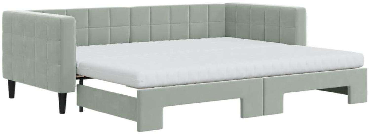 vidaXL Tagesbett Ausziehbar mit Matratzen Hellgrau 90x200 cm Samt 3196715 Bild 1