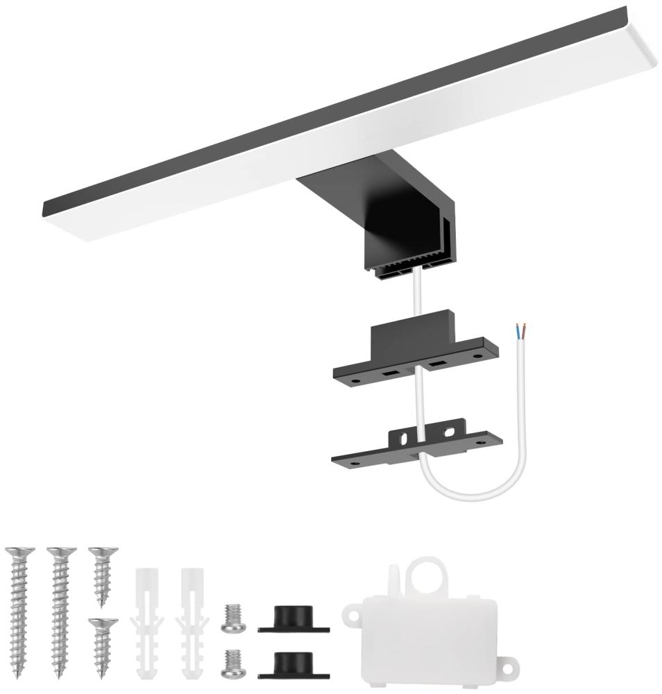 Aourow LED Spiegelleuchte Bad 5W,300mm 500lm Spiegellampe Badezimmer,Kaltes Weiß 6500K IP44 Wasserdicht Badlampe Spiegel 230V Spiegelschrank Beleuchtung KLASSE II(Schwarz) Bild 1