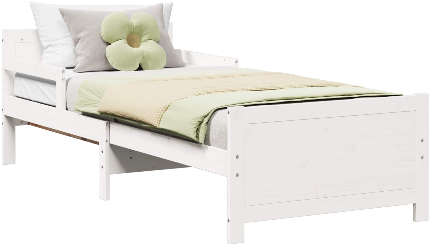 vidaXL Bettrahmen mit Kopfteil Weiß 80 x 200 cm Holzwerkstoff 877210 Bild 1