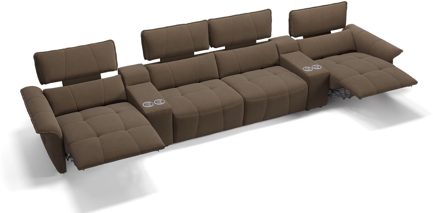 Sofanella Kinosofa ADRIA Viersitzer Stoffsofa Kino in Hellbraun M: 442 Breite x 101 Tiefe Bild 1