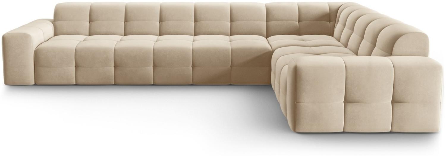 Micadoni 6-Sitzer Samtstoff Ecke rechts Sofa Kendal | Bezug Light Beige | Beinfarbe Black Beech Wood Bild 1