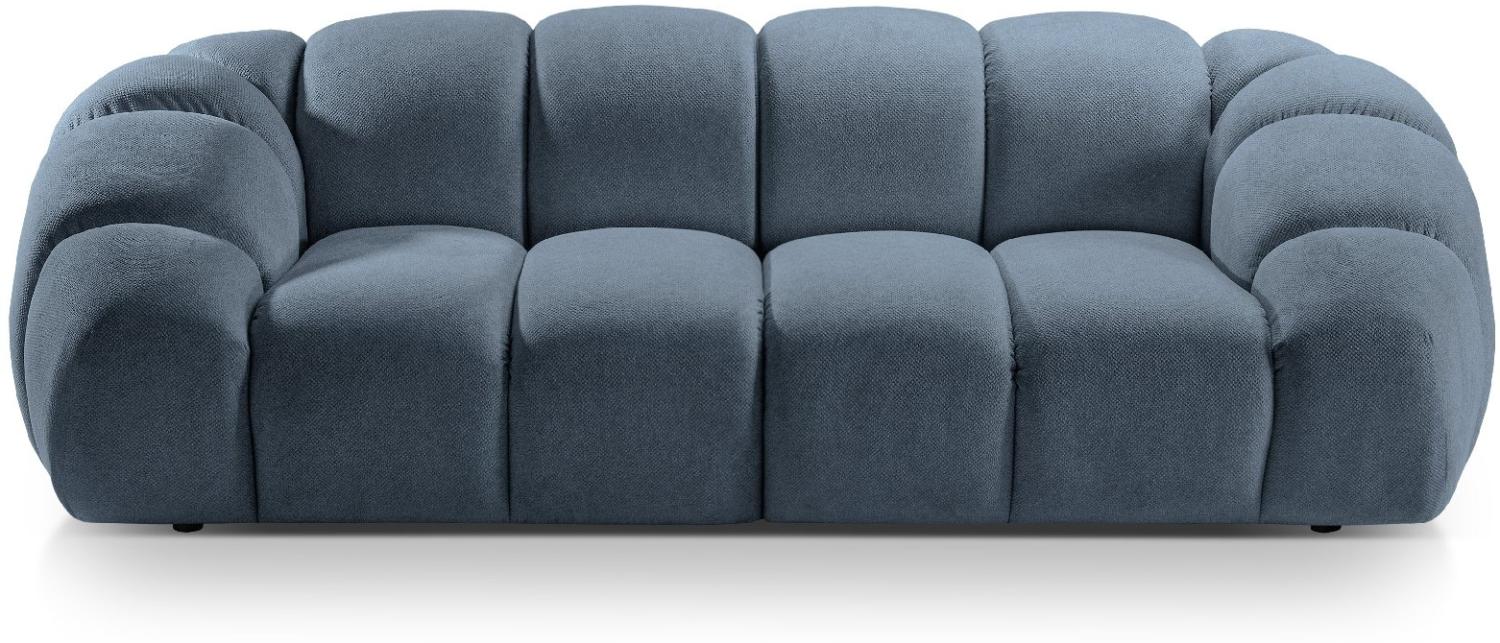 Micadoni Sofa Diana 3-Sitzer Strukturierter Samtstoff Jeansblau Bild 1