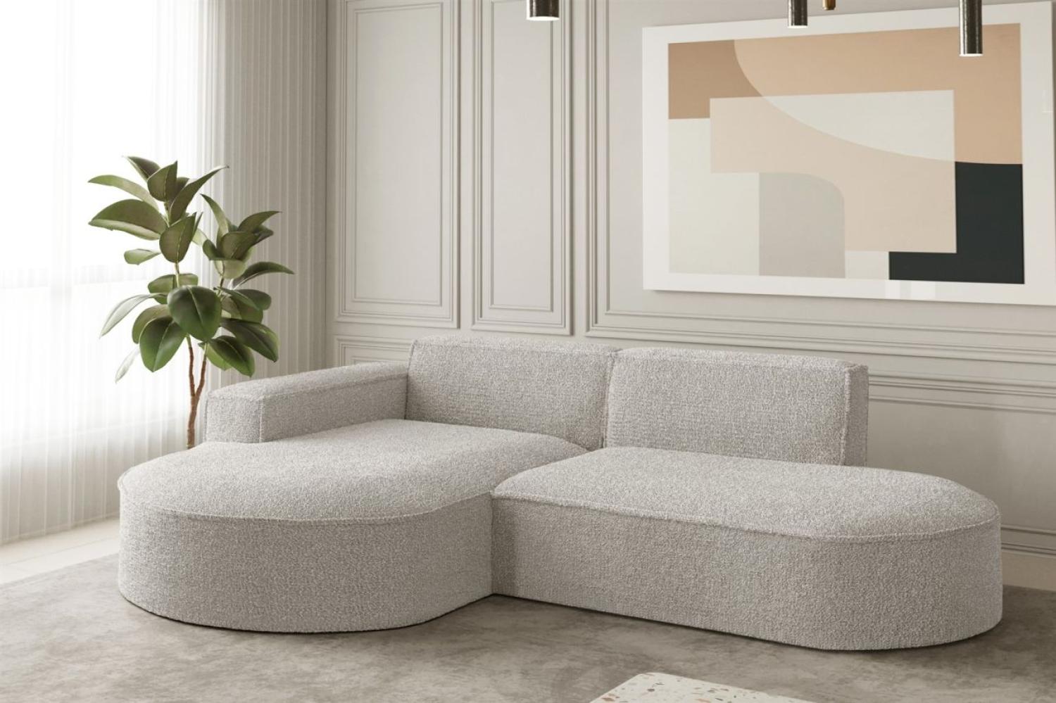 Ecksofa Designersofa PALMA XS in Stoff Ascot Pearl Ottomane Links Bild 1