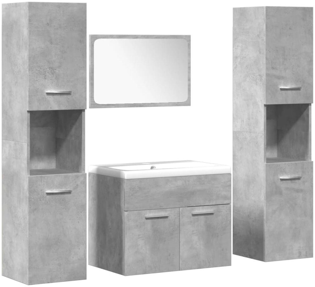 vidaXL 4-tlg. Badmöbel-Set Betongrau Holzwerkstoff 3324886 Bild 1