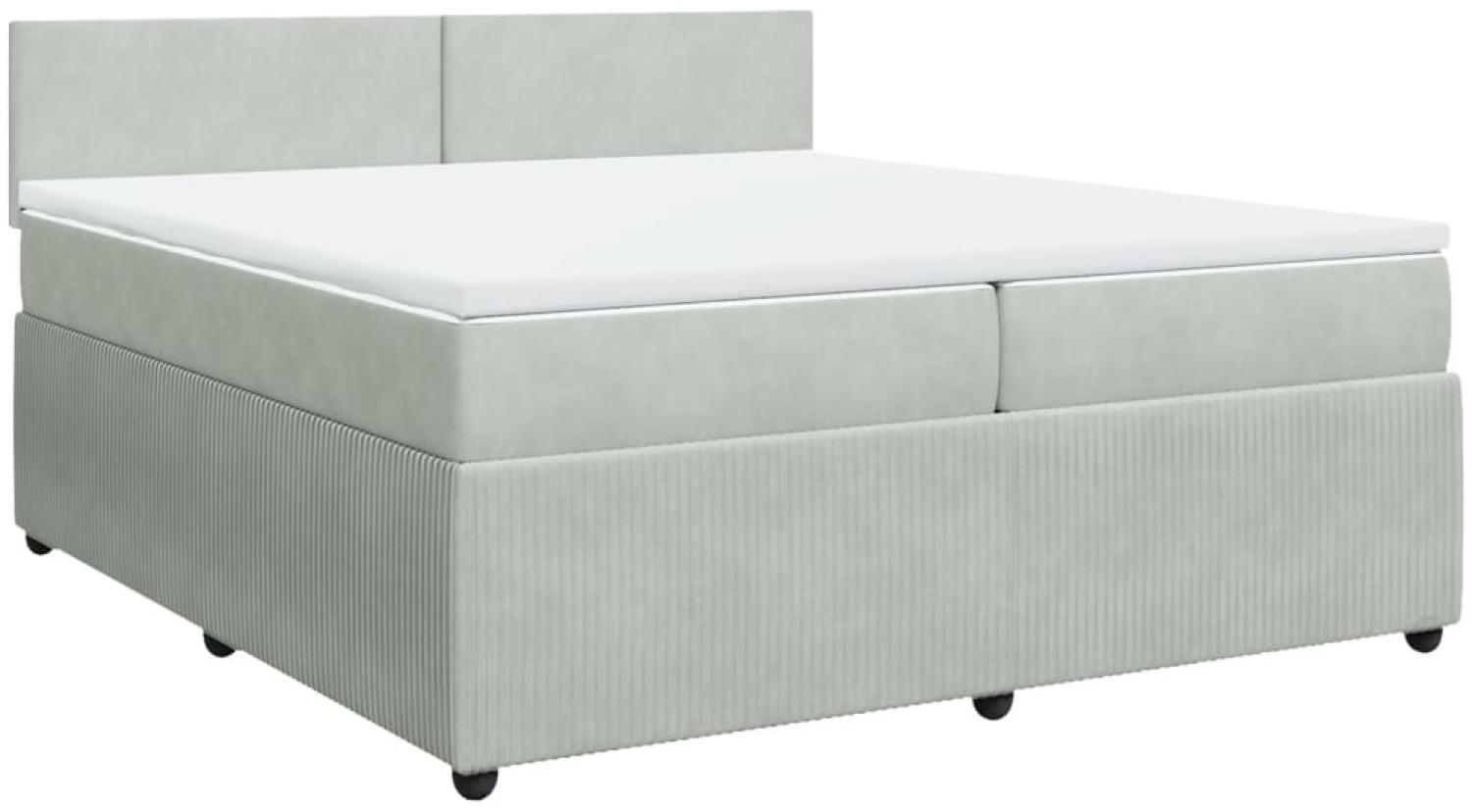 vidaXL Boxspringbett mit Matratze Hellgrau 200x200 cm Samt 3287824 Bild 1