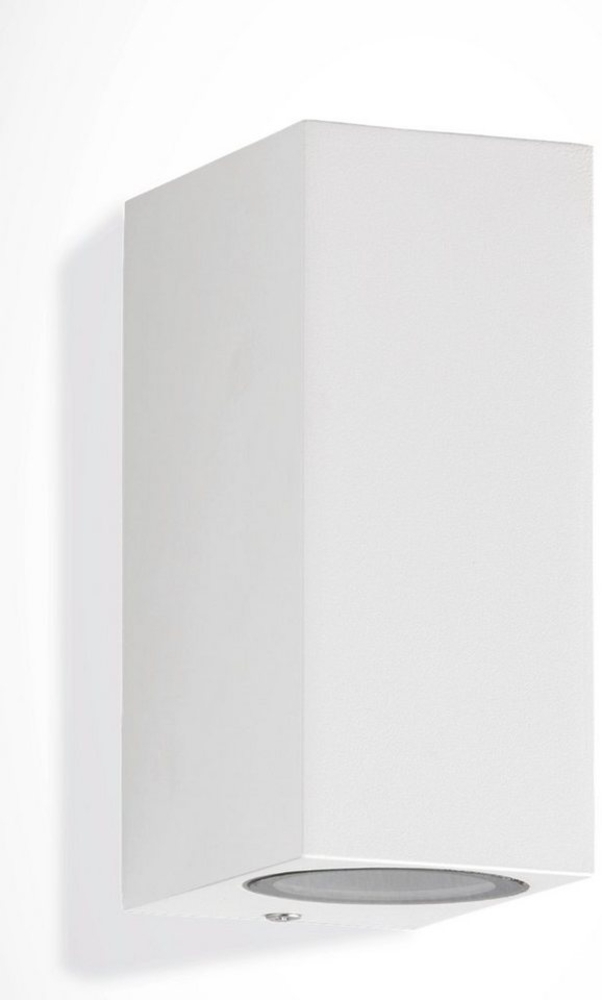 TRANGO LED Außen-Wandleuchte, 8011-SWL IP44 LED Alu Up & Down Wandlampe in Rund weiß matt inkl. 2x 5 Watt warmweiß GU10 LED Leuchtmittel, als innen & außen Beleuchtung, Außenwandleuchte, Außenstrahler, Wandstrahler Bild 1