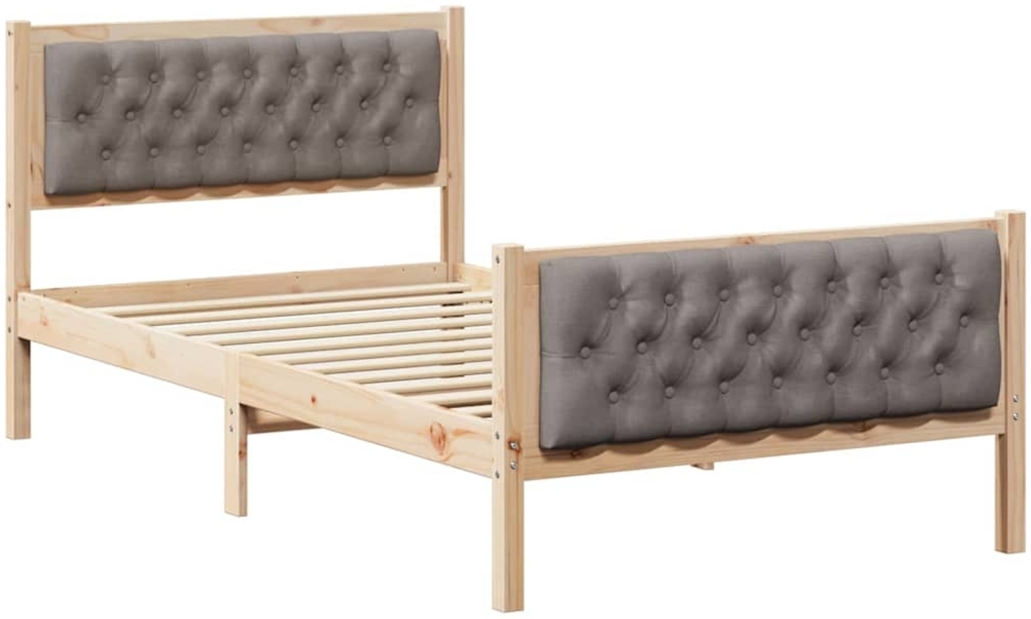 vidaXL Bettrahmen mit Kopfteil Taupe 100 x 200 cm Massives Kiefernholz 878422 Bild 1