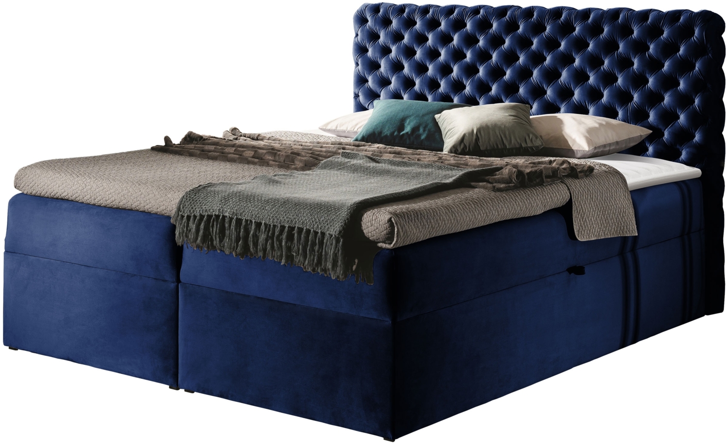 Mirjan24 Boxspringbett Serrula, Blau 200 x 200 cm Bild 1