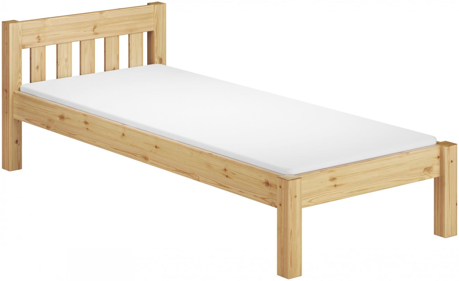 Erst-Holz Einzelbett Natur 90 x 190 Bett, Rollrost, Matratze Senkrechte Balken Bild 1