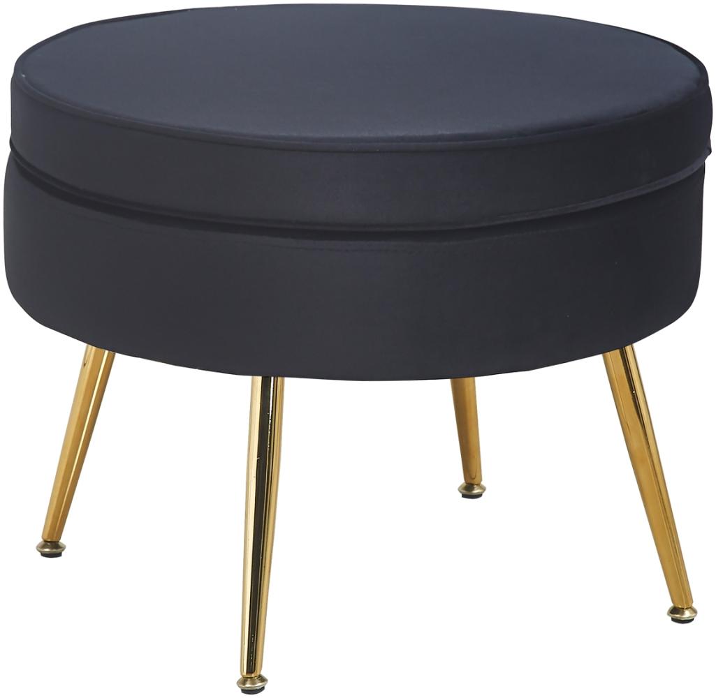 Sitzpouf rund Samt Schwarz Sitzhocker Hocker Fußhocker Stoffhocker Bild 1