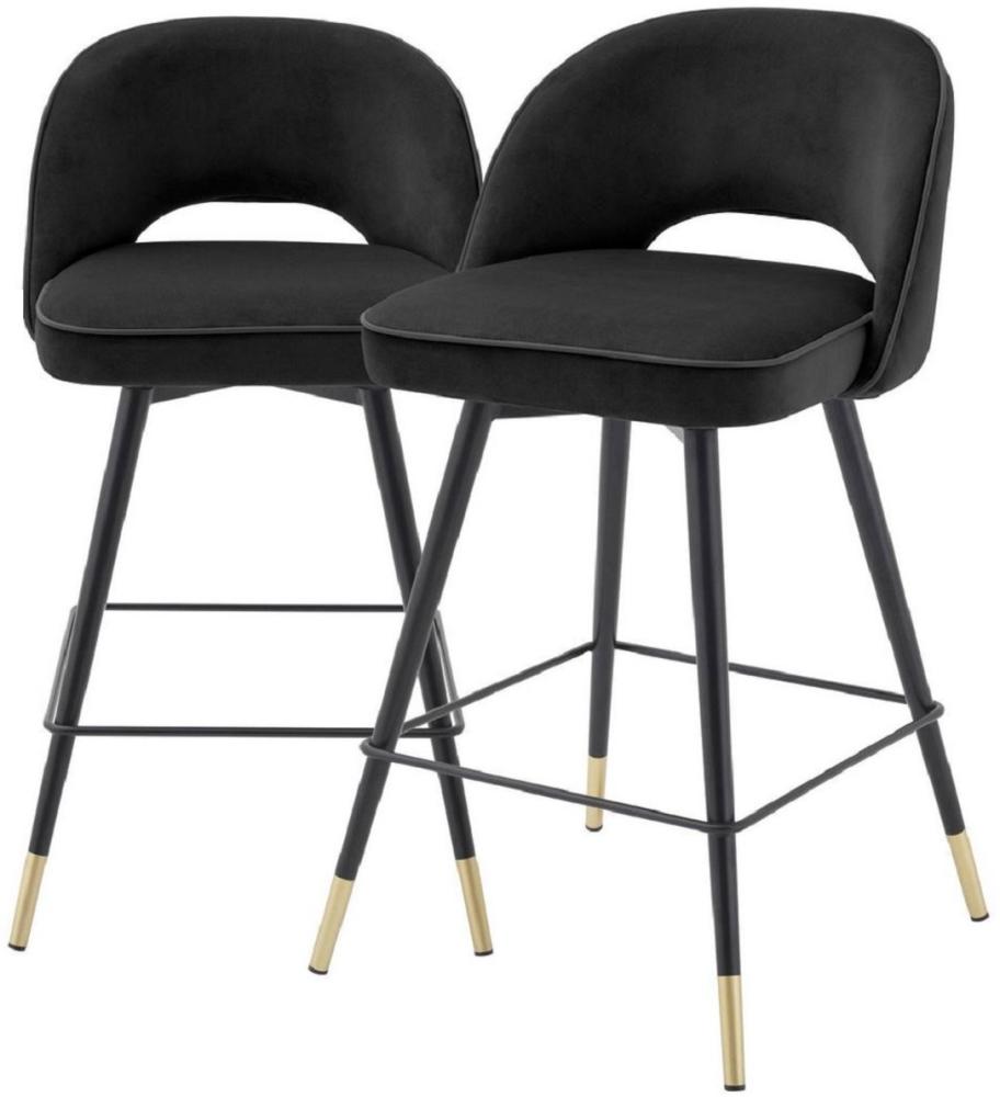 EICHHOLTZ Counter Stool Cliff Set von 2 Stk. Roche Black Velvet Bild 1