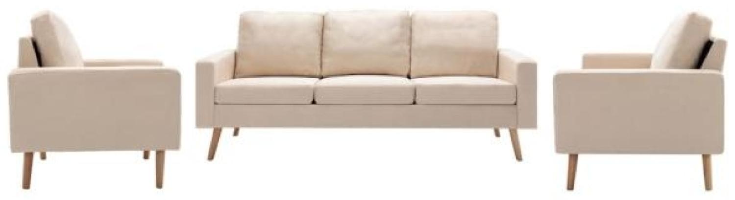 vidaXL 3-tlg. Sofagarnitur Stoff Creme 3056647 Bild 1