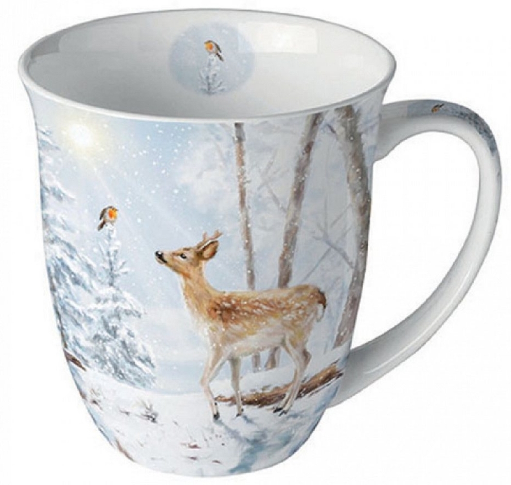 Ambiente Luxury Paper Products Becher Porzellan Mug Kollektion Planzen,Tiere - Herbst, Porzellan Tasse, Tiere, Wintertiere, Waldtiere, Wald, Wild, Schnee, Rehe, Vögel, Vögel, Motiv Kollektion, Herbst, Winter, Frühling, Tee/Kaffee Tasse-, Ideal Als Gesc... Bild 1