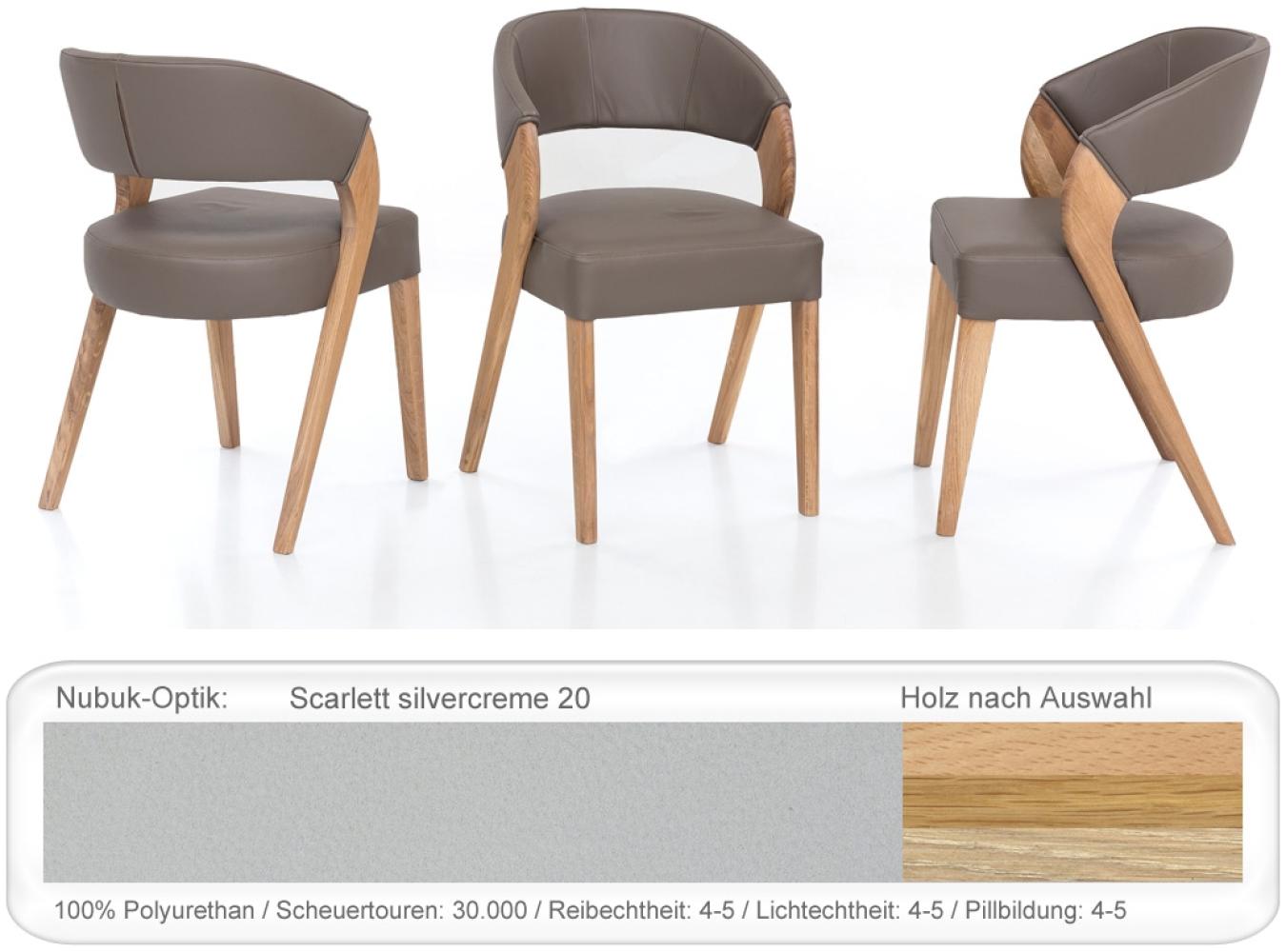 6x Stuhl Alani 1 Varianten Polsterstuhl Esszimmerstuhl Massivholzstuhl Eiche natur geölt, Scarlett silvercreme Bild 1