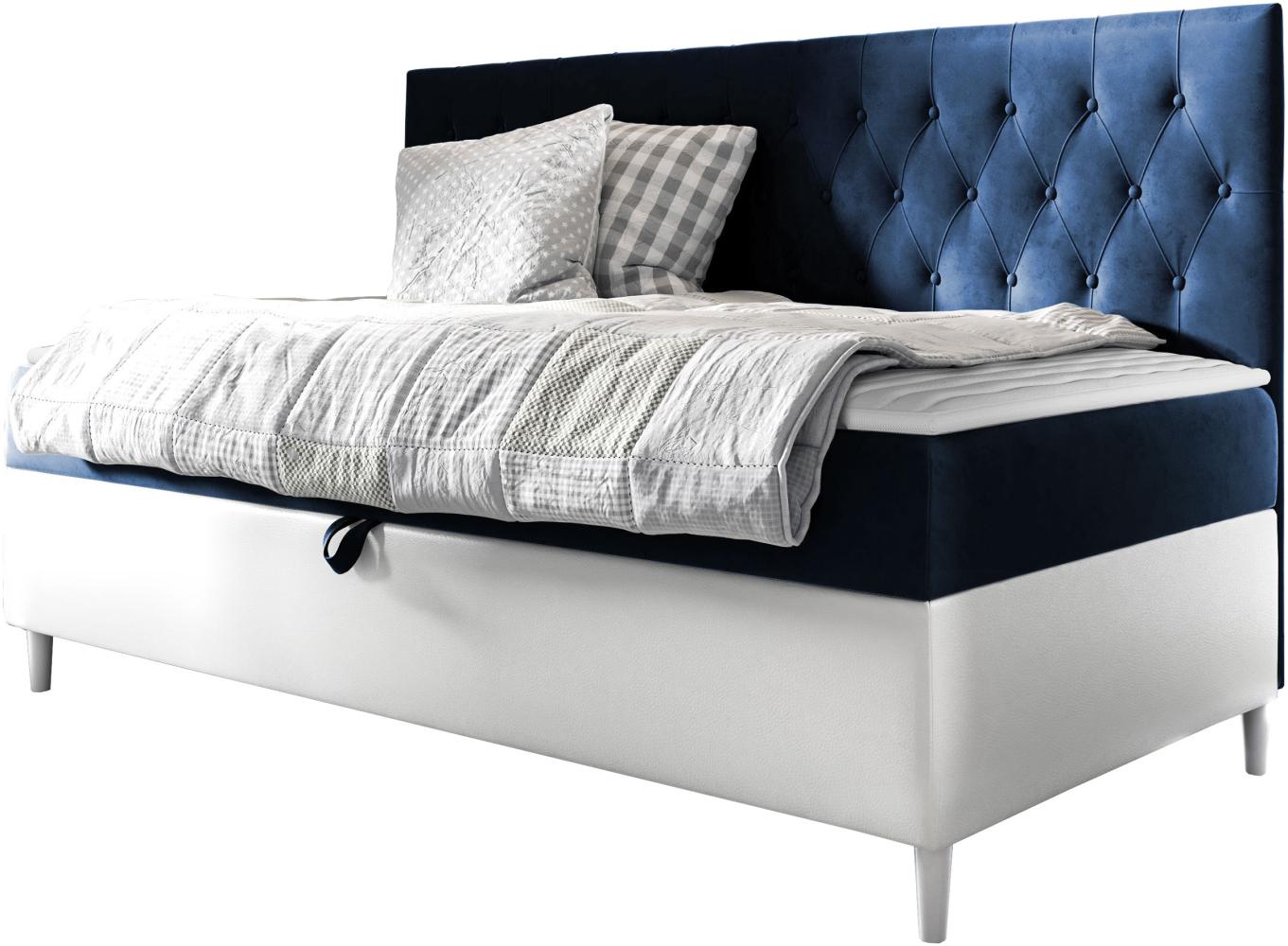 Boxspringbett 'Lenda Junior 2' blau 100 x 200 cm Bild 1