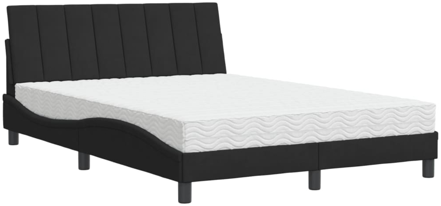vidaXL Bett mit Matratze "Hanko" Schwarz 140x190 cm Samt 3208594 Bild 1