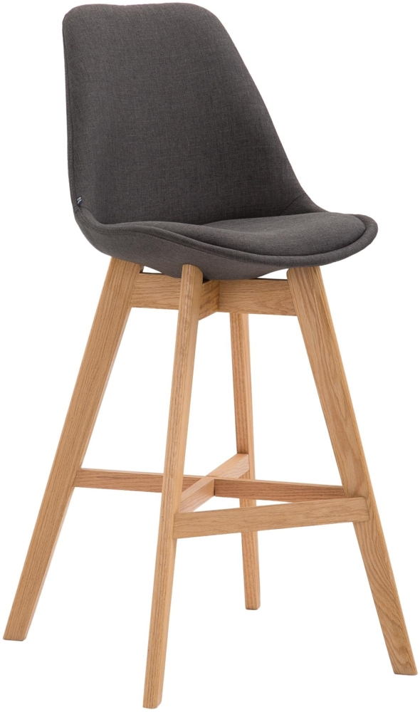 Barhocker DUMIR - Stoff Dunkelgrau 48 x 56 x 112 cm | Barstuhl Mit Lehne Tresenhocker Tresenstuhl Kneipenhocker Kneipenstuhl Bild 1