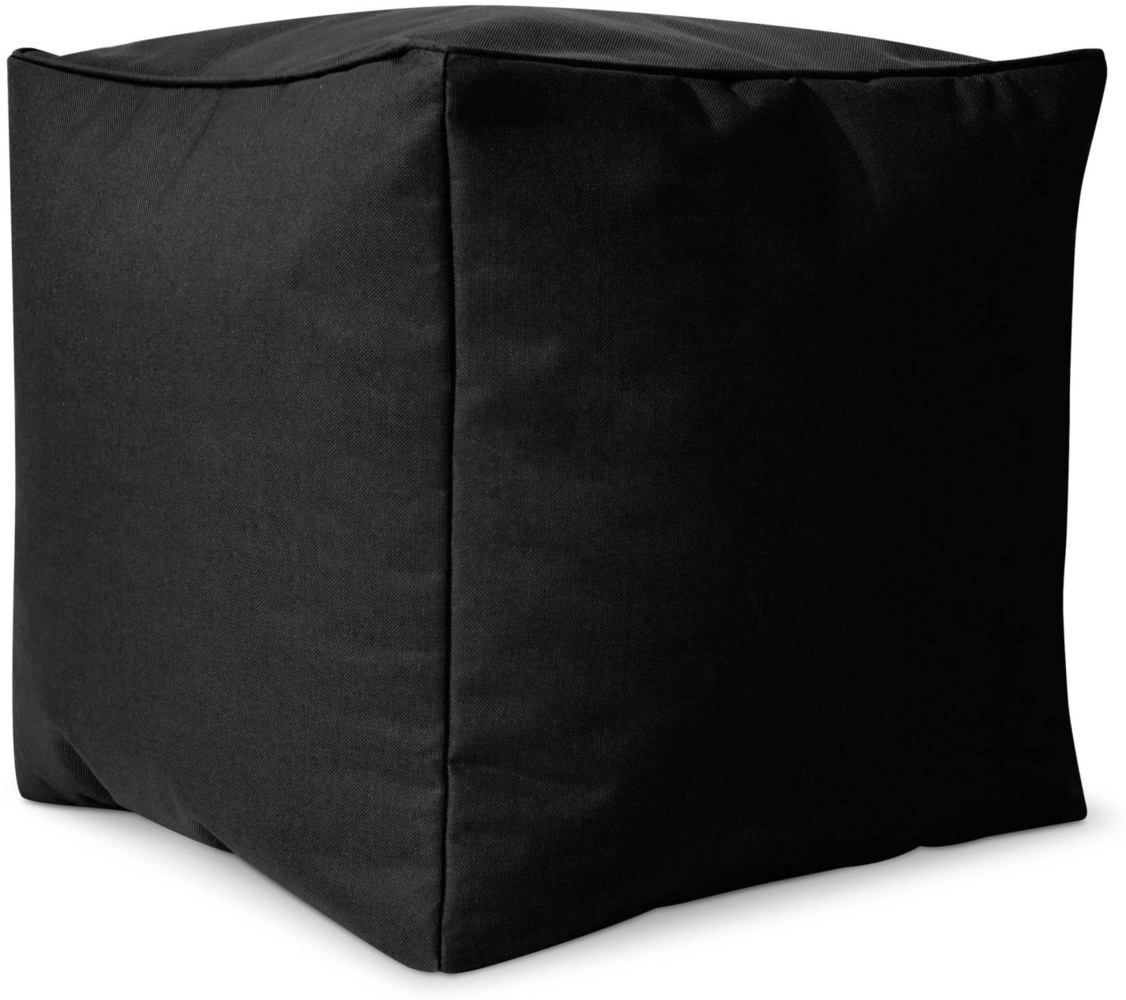 Green Bean® Sitzsack-Hocker 40x40x40cm mit EPS-Perlen Füllung - Sitz-Pouf für Sitzsäcke - Sitzhocker für Kinder und Erwachsene - Schwarz Bild 1