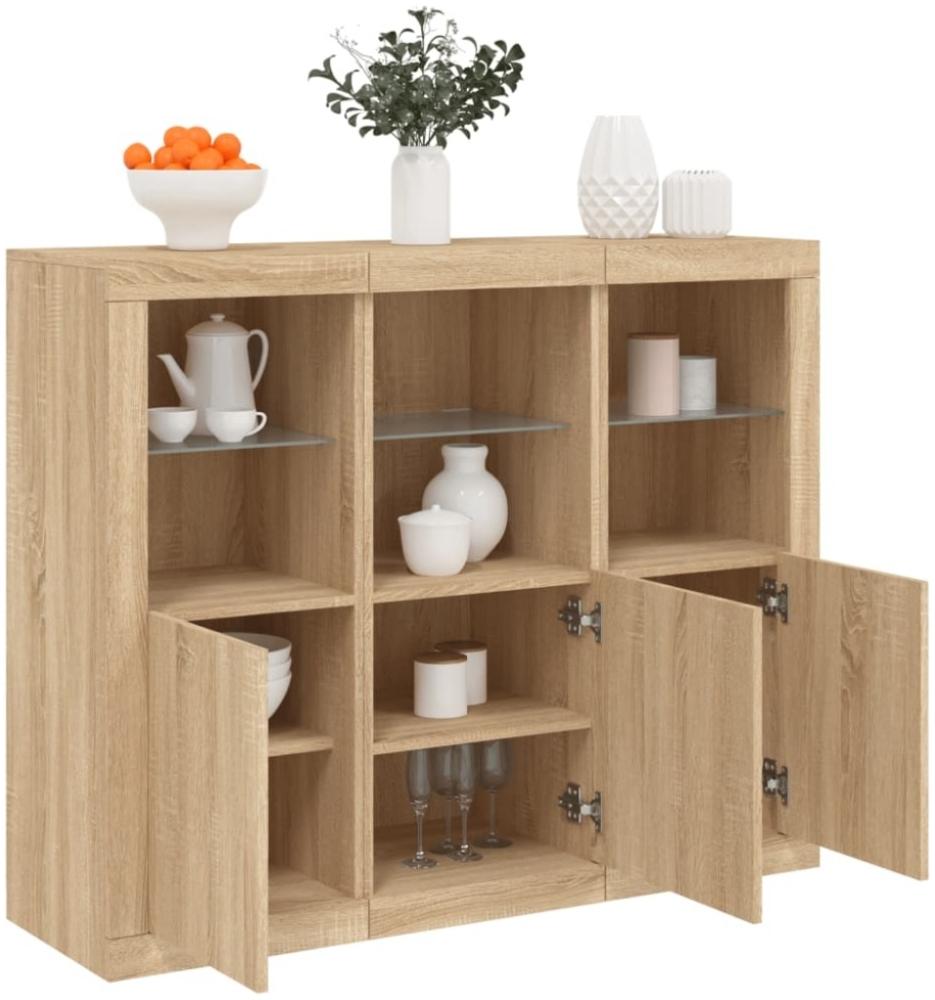 vidaXL Sideboards mit LED-Leuchten 3 Stk. Sonoma-Eiche Holzwerkstoff 3209102 Bild 1