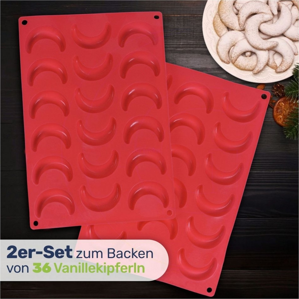 Gravidus Backform Praktisches 2er-Set Silikon-Backformen für Vanillekipferl Bild 1