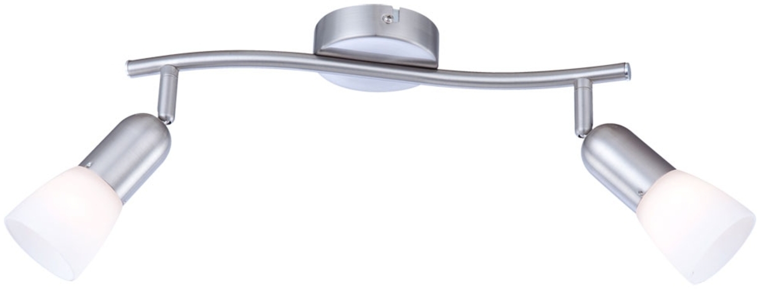 Wand-/Deckenleuchte, Metall, nickel-matt, Glas, weiß Bild 1