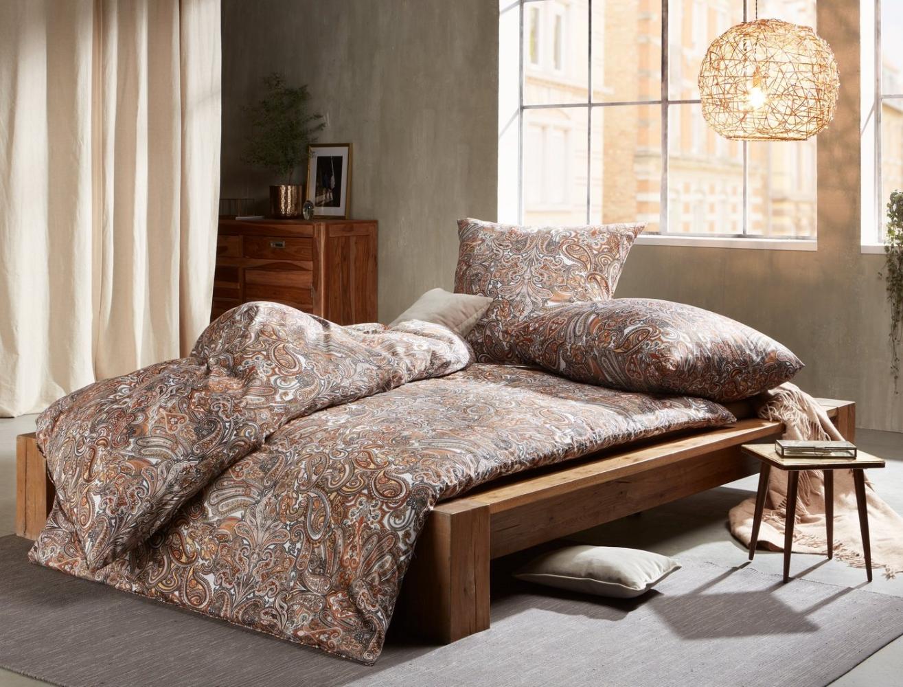 Mako Satin Paisley Bettwäsche orientalisch caramel braun 200x200 + 2x 80x80 Bild 1