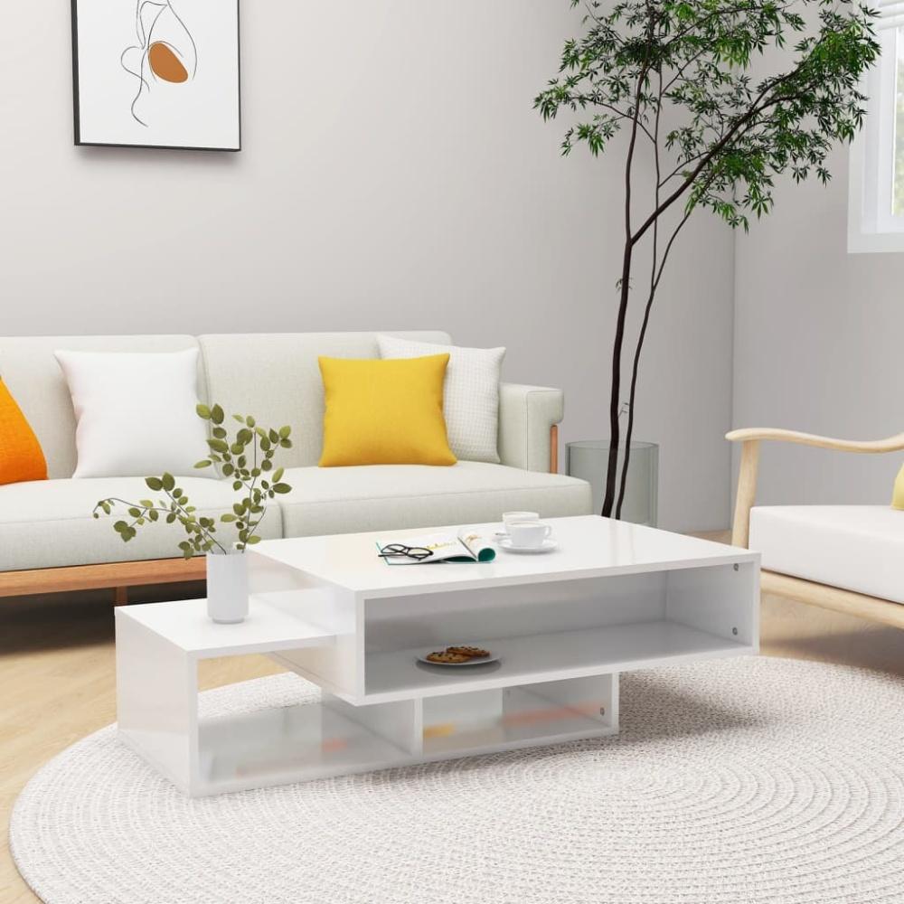 vidaXL Couchtisch Hochglanz-Weiß 105x55x32 cm Holzwerkstoff 808528 Bild 1