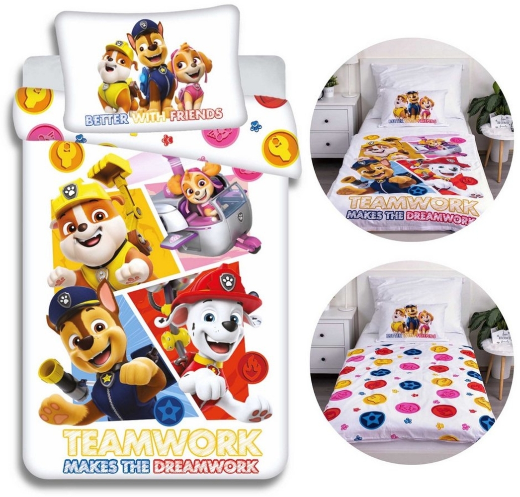 Sarcia. eu Kinderbettwäsche Paw Patrol Kinderbettwäsche, Baumwolle, 100x135cm+40x60cm Bild 1