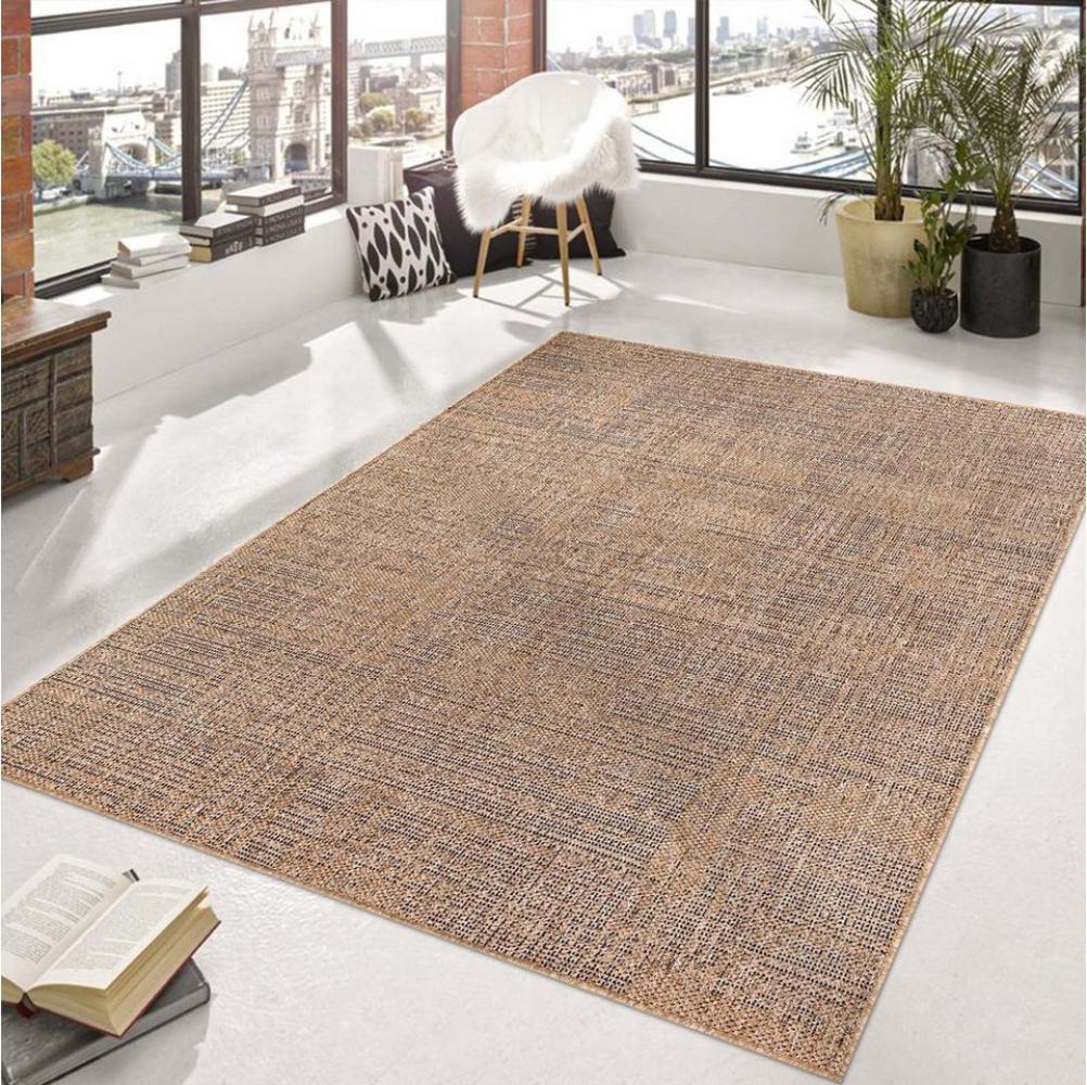 TaraCarpet Teppich Outdoor & Indoor Teppich wetterfest Borneo Sisal-Jute-Optik naturfarbe, rechteckig, Höhe: 10 mm, Balkon Terrasse Wintergarten Yucatan nat. Wohnzimmer Esszimmer 80X150 Bild 1