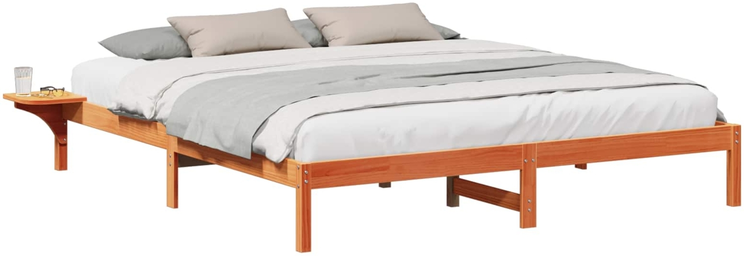 vidaXL Bettrahmen Wachsbraun 200 x 200 cm Massives Kiefernholz 873177 Bild 1