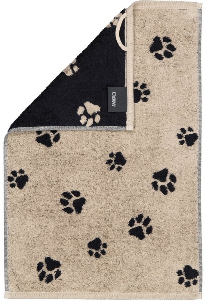 Cawö Handtuch Cawö Handtuch Duschtuch Gästetuch We love Dogs 6247-93 Pfoten Schwarz, Walkfrottier, 100% Baumwolle Bild 1