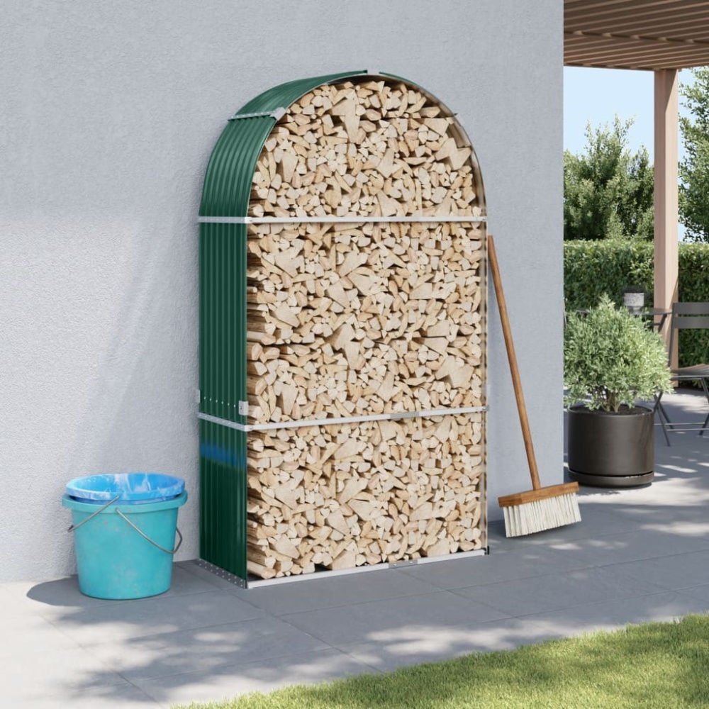 vidaXL Kaminholzunterstand Grün 120x45x210 cm Verzinkter Stahl 364542 Bild 1