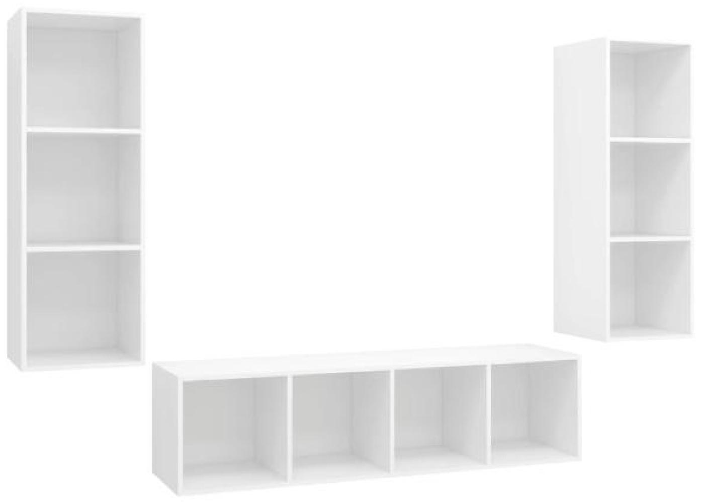 vidaXL 3-tlg. TV-Schrank-Set Weiß Spanplatte [3079745] Bild 1