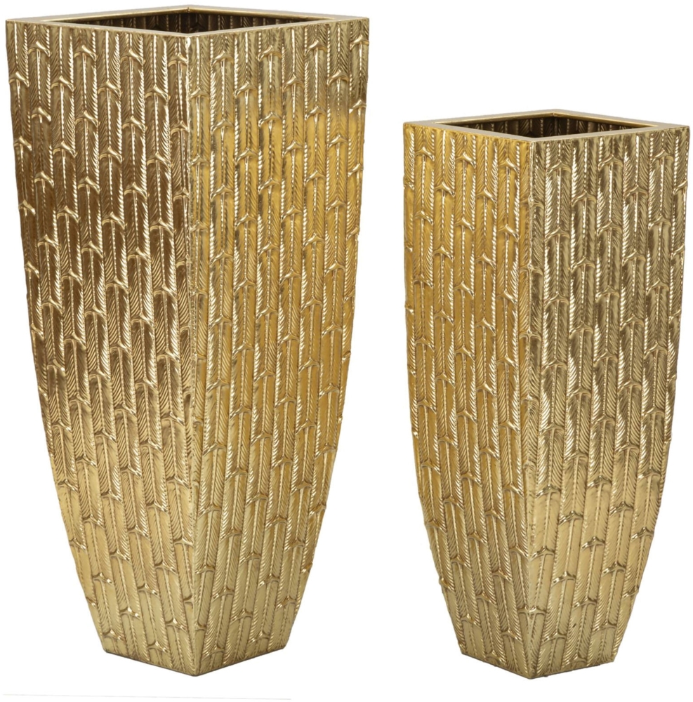 Dmora Set mit 2 Vasen Tirreni, Dekorationszubehör, Amphoren, Einrichtungszubehör, 40x40 h99 cm, Gold Bild 1