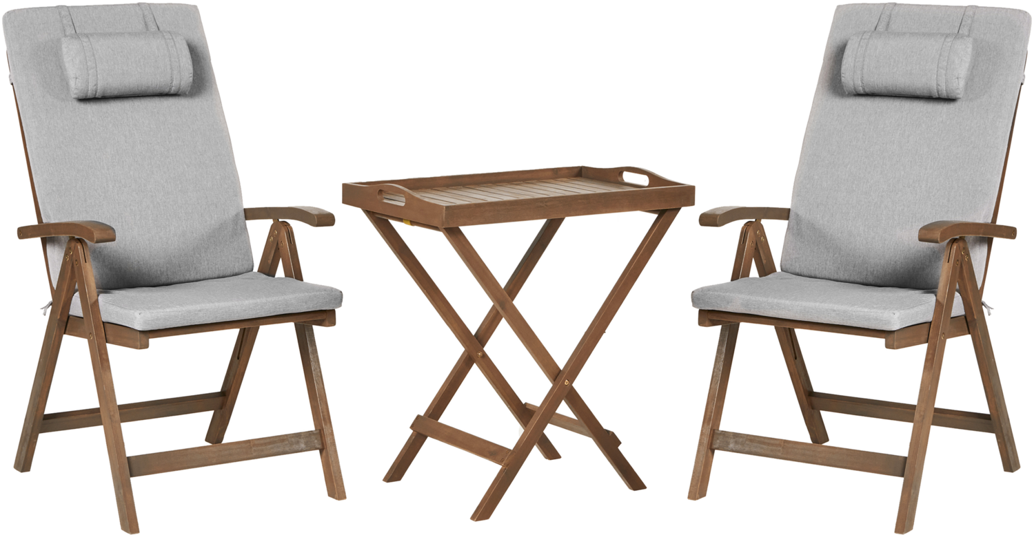 Bistro Set AMANTEA PREMIUM Akazienholz Grau meliert Bild 1