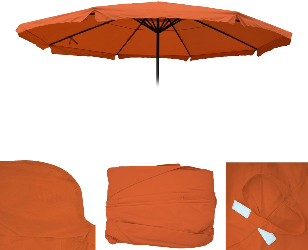 Ersatz-Bezug für Sonnenschirm Meran Pro, Gastronomie Marktschirm mit Volant Ø 5m, Polyester ~ terracotta Bild 1