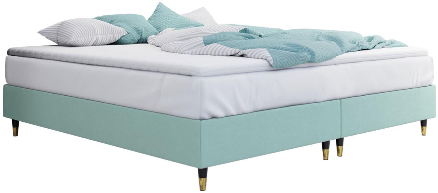 Boxspringbett Sauro Gold für Wandpaneel, Mint, 160 x 200 cm Bild 1