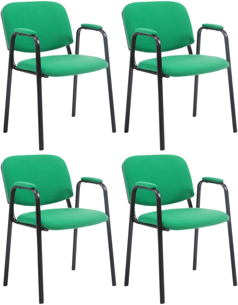 CLP 4er Set Besucherstühle Ken Pro Stoff mit Metallgestell und Stoffbezug,grün Bild 1