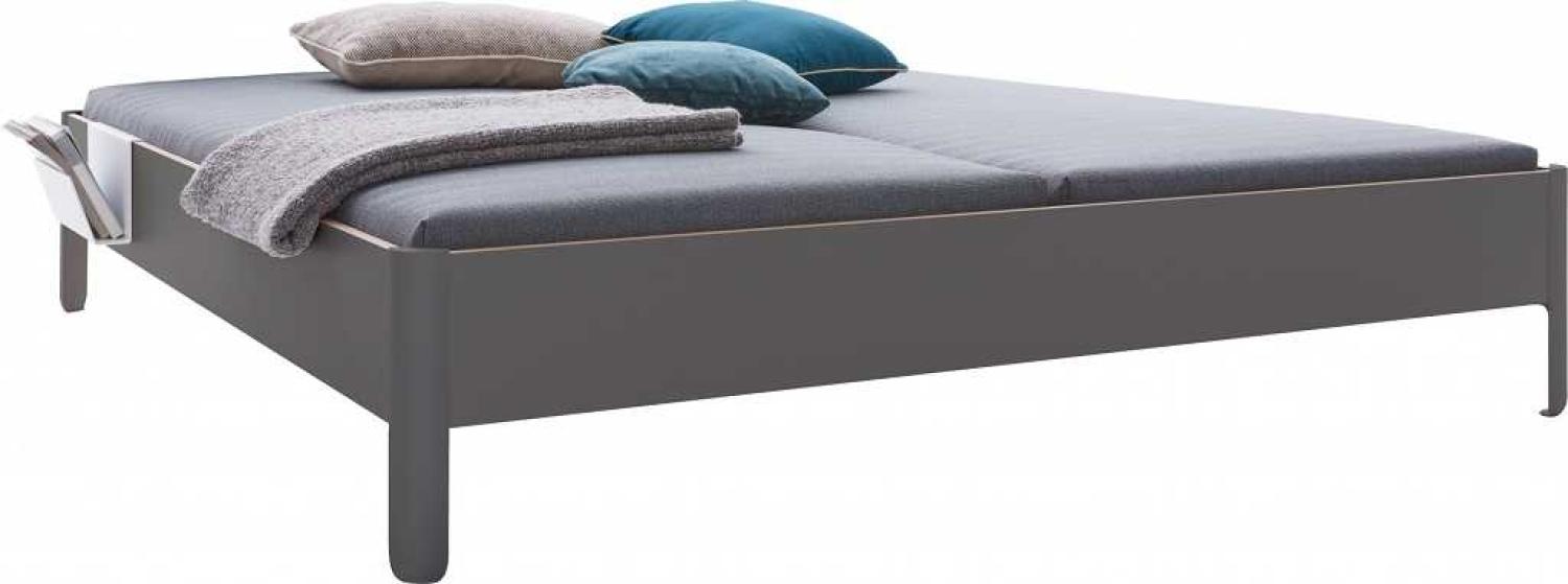 NAIT Doppelbett farbig lackiert Anthrazitgrau 200 x 210cm Ohne Kopfteil Bild 1