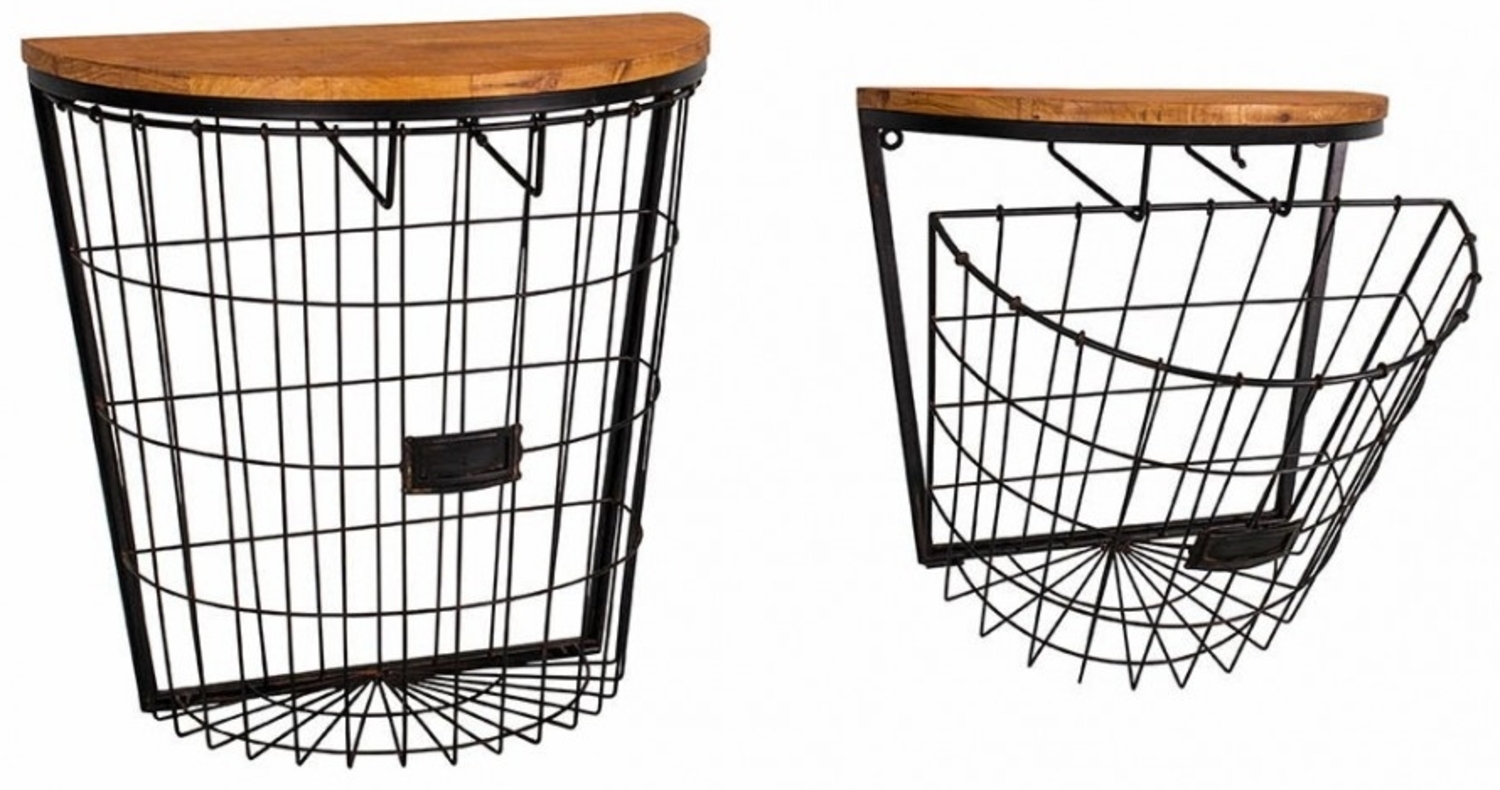 2er Wandkorb Set Körbe Korbsatz Metall Industrial Vintage Antic Line SEB17164 Bild 1