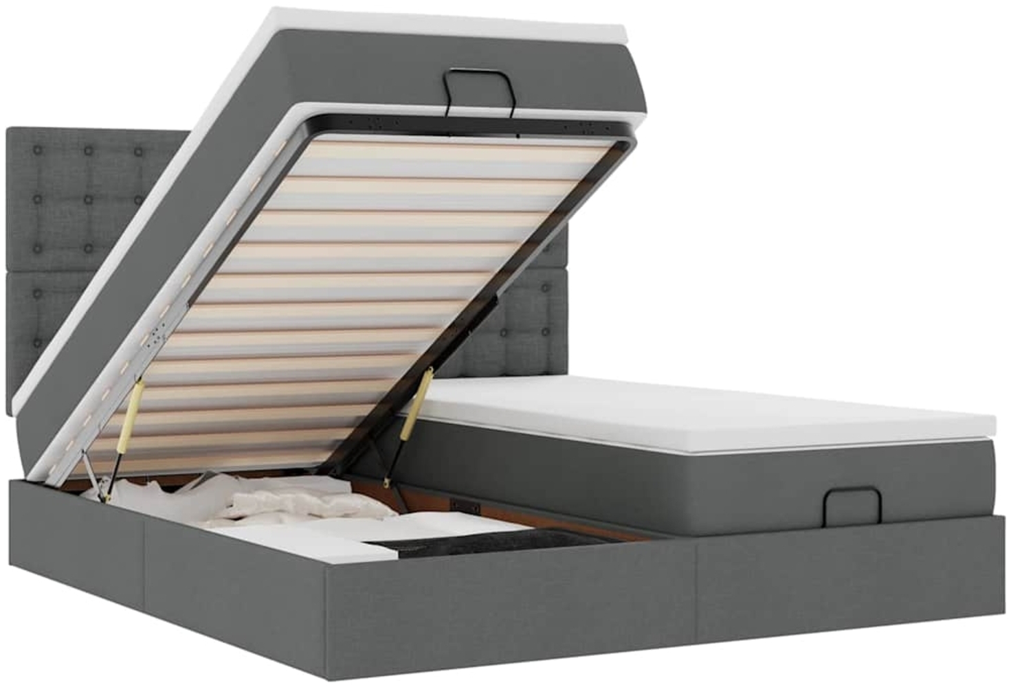 vidaXL Ottoman-Bett mit Matratzen Dunkelgrau 200x200 cm Stoff 3313742 Bild 1