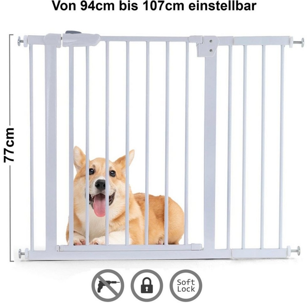 Treppenschutzgitter Absperrgitter weiß ohne Bohren Auto-Close 95-106cm Bild 1
